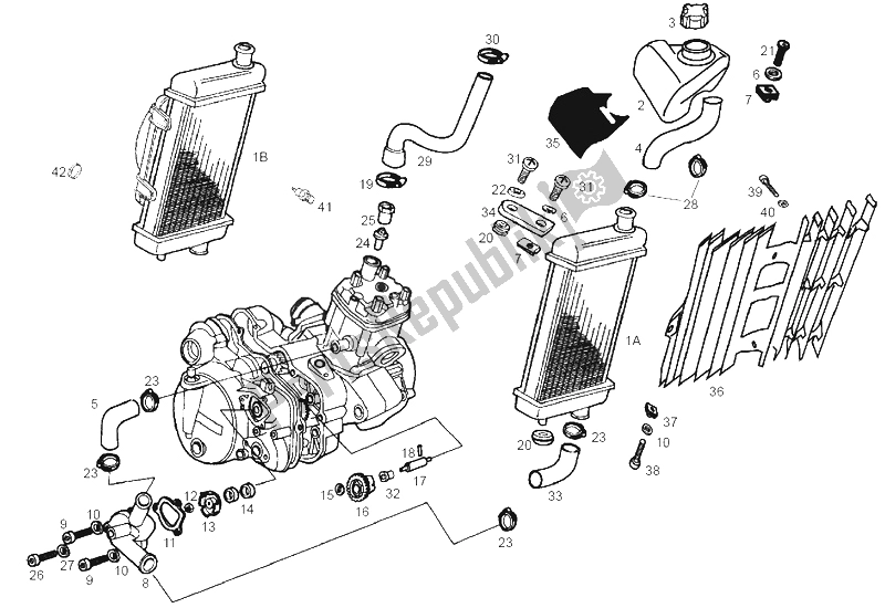 All parts for the Cooling System of the Derbi Senda 50 SM X Trem E2 2A Edicion 2005
