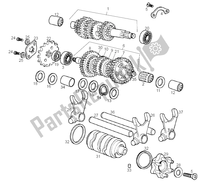 Toutes les pièces pour le Boîte De Vitesses du Derbi Senda 50 R X Trem E2 3 Edicion 2006