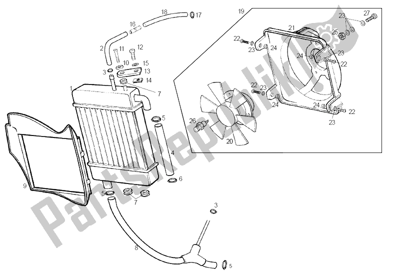 Toutes les pièces pour le Système De Refroidissement du Derbi GP1 50 CC E1 2003