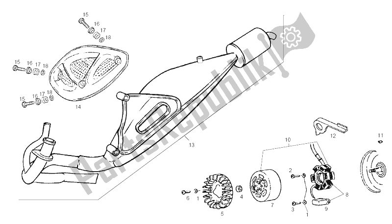 Toutes les pièces pour le Unité D'échappement du Derbi GP Series 02 Export 50 2001