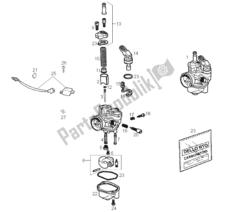 Tutte le parti per il Carburatore del Derbi Senda 50 SM X Race E2 2A Edicion 2005