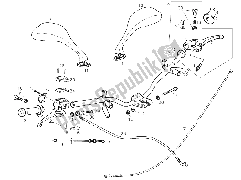 Todas las partes para Manillar - Controles de Derbi Boulevard 125 150 CC E2 2004