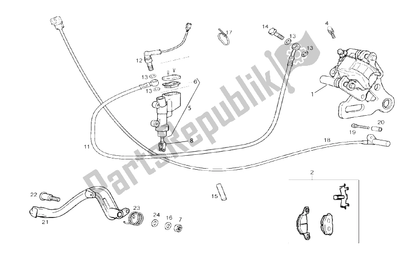 All parts for the Rear Brake System of the Derbi Senda 50 R DRD X Treme 2T E2 2012