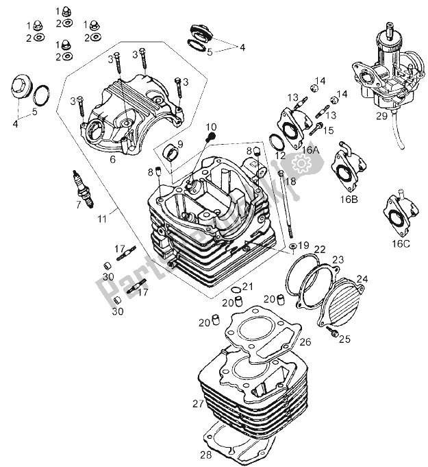 Toutes les pièces pour le Cylindre du Derbi Senda 125 R 4T E2 Baja 2006