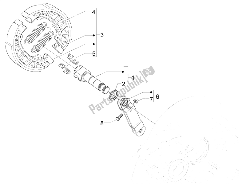 All parts for the Rear Brake - Brake Jaw of the Derbi Boulevard 150 4T E3 2010