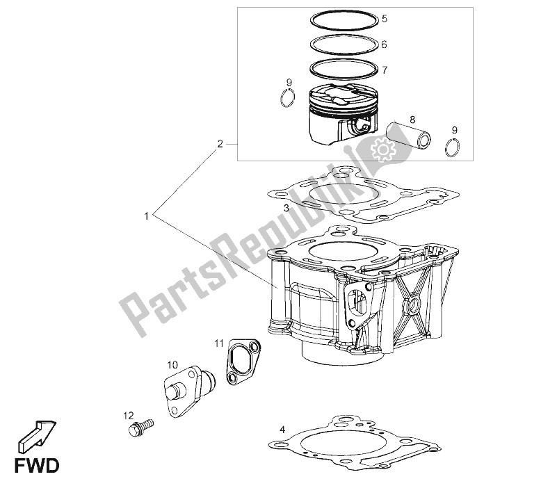 All parts for the Cylinder - Piston of the Derbi Terra 125 4T E3 2007