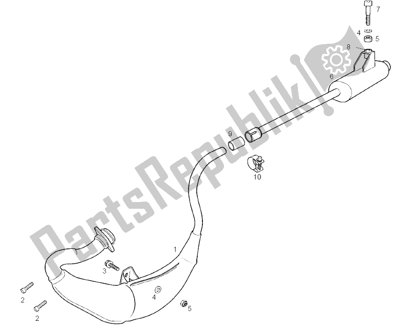 All parts for the Exhaust Unit of the Derbi GPR 50 Racing E2 2A Edicion 2004