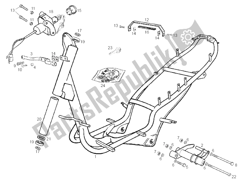 Todas las partes para Soporte Central de Derbi Atlantis 4T 50 CC 100 E2 2004