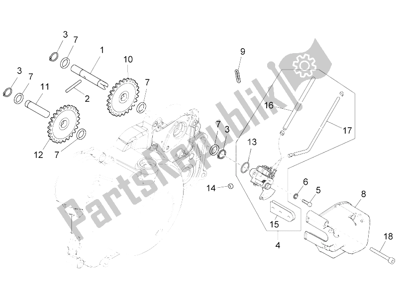 All parts for the Oil Pump of the Derbi GPR 50 2T 2013