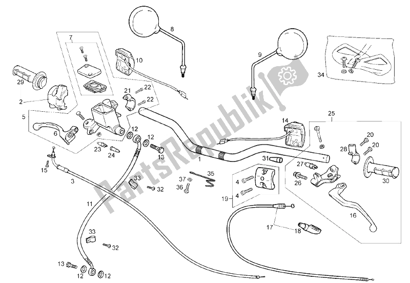 All parts for the Handlebar of the Derbi Terra Adventure E3 125 2008