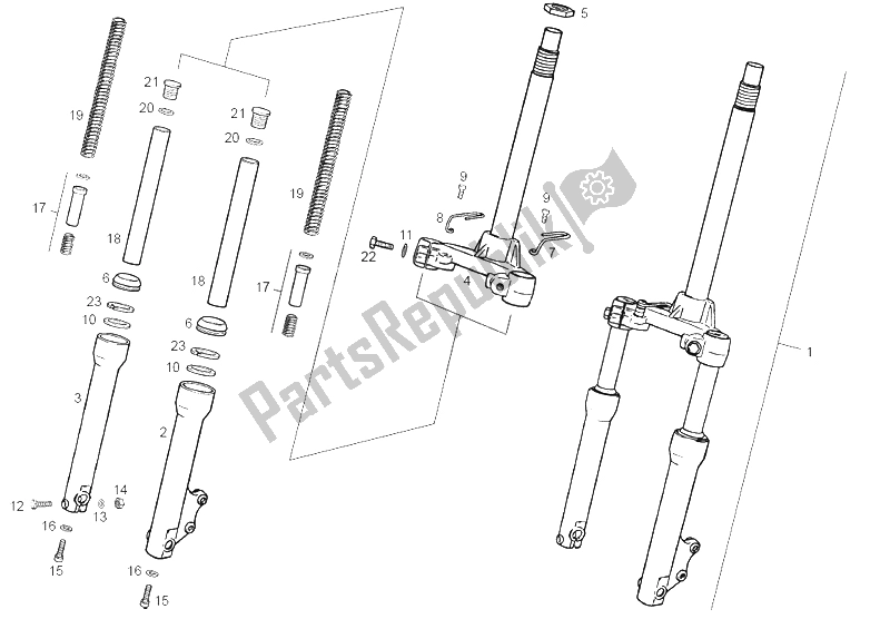 Tutte le parti per il Forcella Anteriore del Derbi Atlantis 50 CC 2T E2 2007