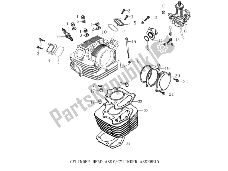 Alle onderdelen voor de Cilinderkop / Cilinder Montage van de Derbi ETX 150 2014
