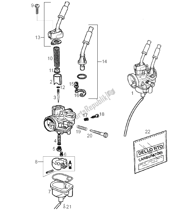 Tutte le parti per il Carburatore del Derbi GPR 50 Racing E2 2 Edicion 2006