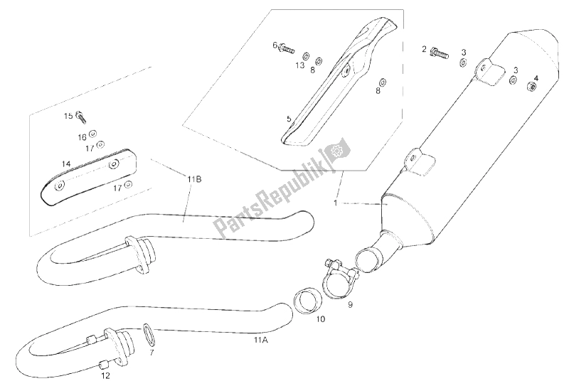 All parts for the Exhaust Pipe of the Derbi Mulhacen 125 4T E3 2010