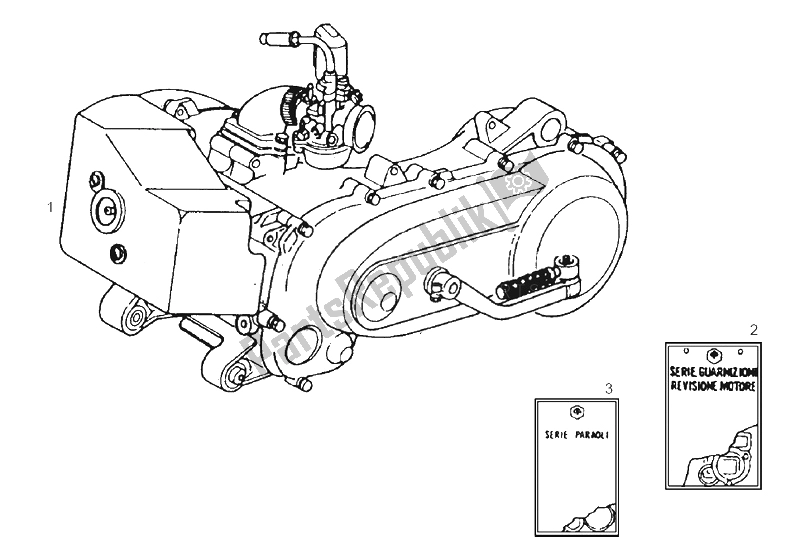 Alle onderdelen voor de Motor van de Derbi Atlantis O2 Piaggio 3A Edicion 50 2002