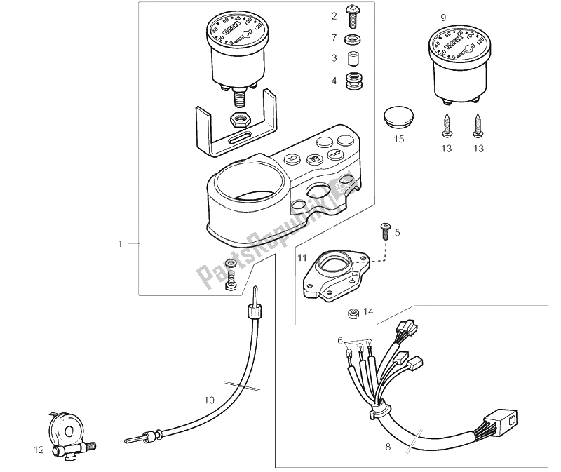 All parts for the Instruments of the Derbi Variant Courier Benelux E1 50 2003