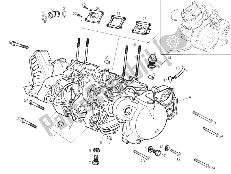 Alle onderdelen voor de Carter van de Derbi Senda 50 R X Race 2T E2 2010