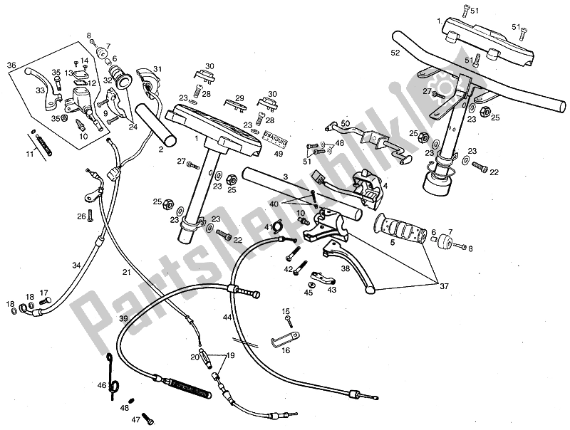 Toutes les pièces pour le Guidon - Commandes du Derbi Predator O2 Gpseries 50 2001