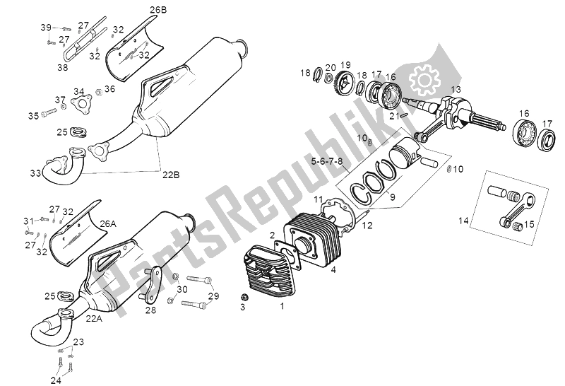 Toutes les pièces pour le Arbre D'entraînement - Cylindre - Piston du Derbi Atlantis Red Bullet AIR 50 2001