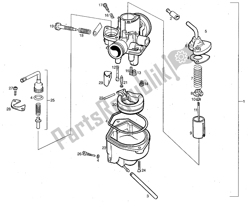 Toutes les pièces pour le Carburateur du Derbi Predator O2 Gpseries 50 2001