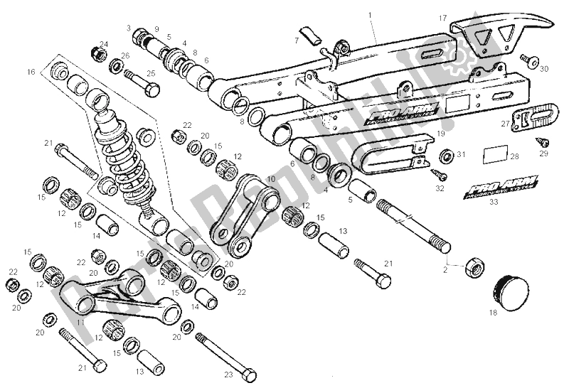 Todas las partes para Brazo Oscilante - Amortiguador de Derbi GPR 50 Replica Export Market 1999