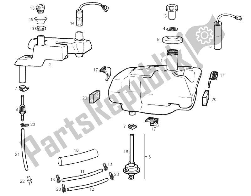 Tutte le parti per il Serbatoio del Derbi Atlantis TWO Chic E2 3A ED 50 2005