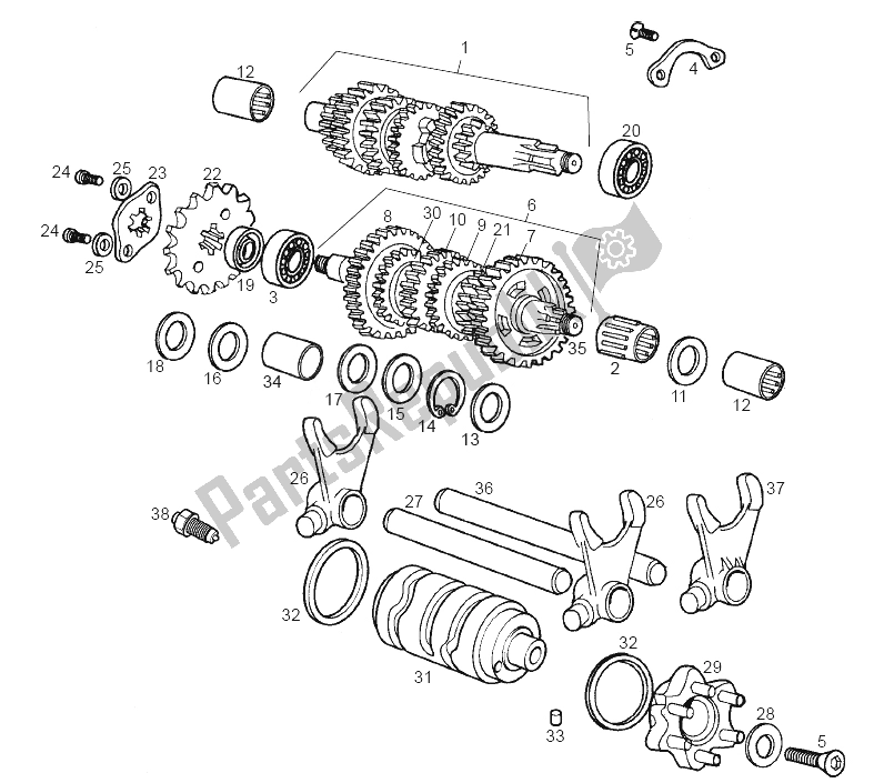 Toutes les pièces pour le Boîte De Vitesses du Derbi Senda 50 HYP DRD EVO E2 LTD Edition 2008