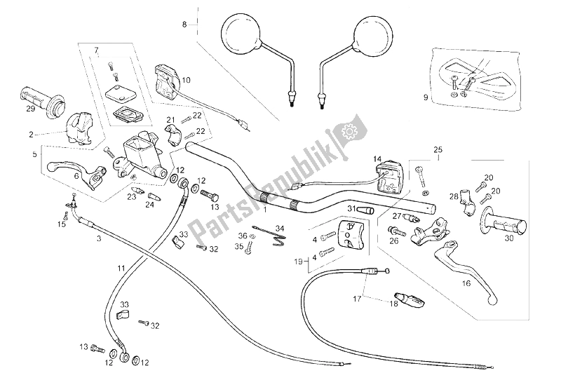 Tutte le parti per il Manubrio del Derbi Terra 125 4T E3 2007