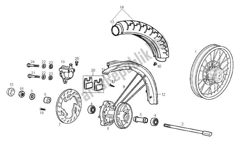 All parts for the Front Wheel of the Derbi Senda 50 SM X Race E2 4 Edicion 2006
