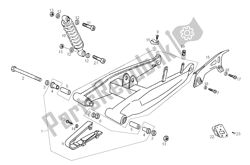 Toutes les pièces pour le Bras Oscillant - Amortisseur du Derbi Senda 50 R X Trem E2 3 Edicion 2006