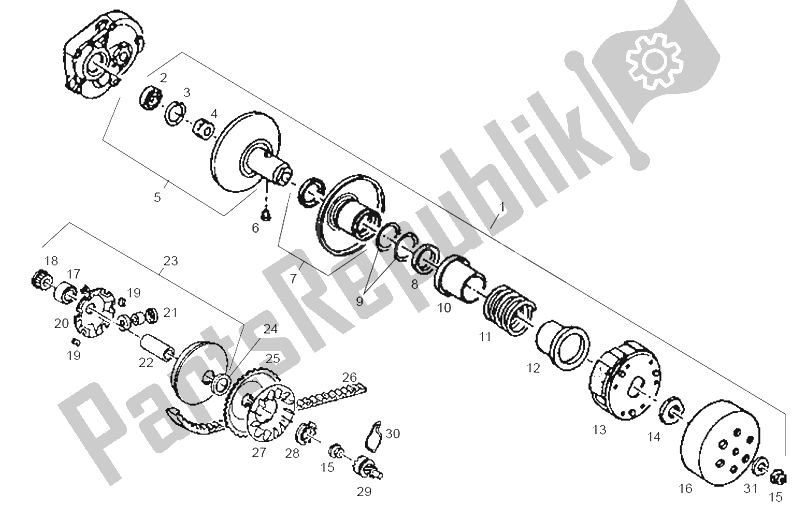 Toutes les pièces pour le Variateur du Derbi Atlantis Bullet 1A Edicion 50 2003