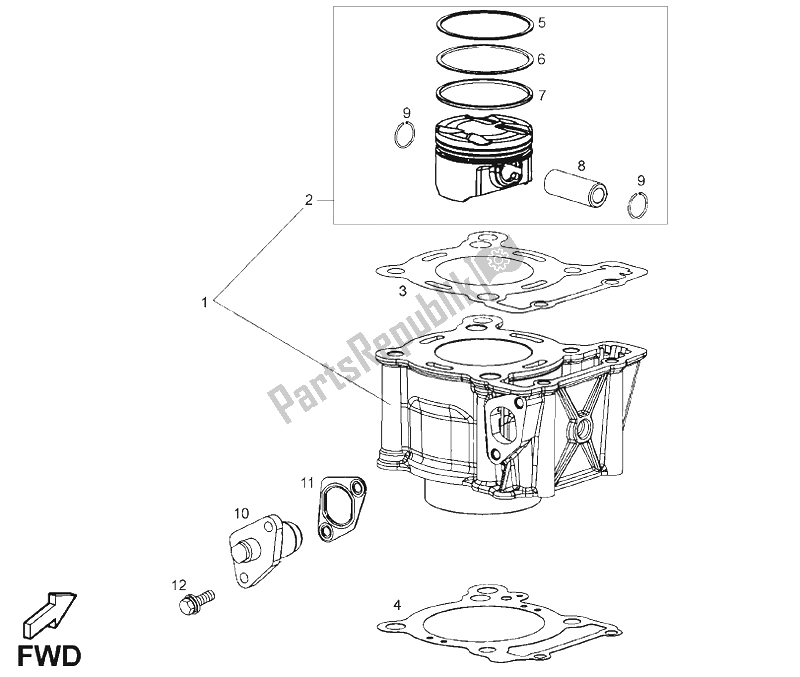 Toutes les pièces pour le Cylindre - Piston du Derbi Mulhacen 125 4T E3 2007