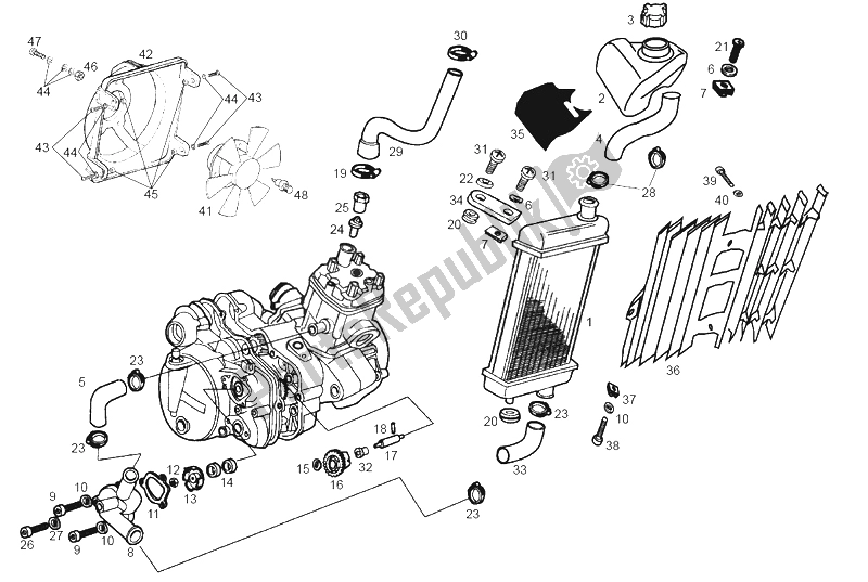 Todas las partes para Sistema De Refrigeración de Derbi Senda 50 R X Trem 2A Edicion 2002