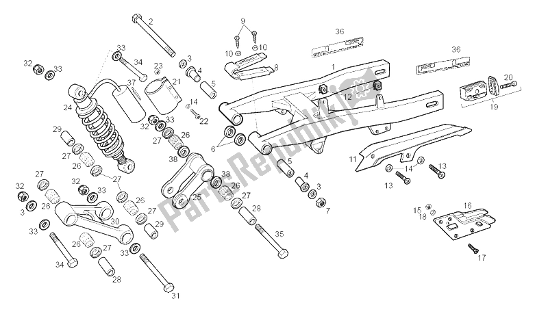 Todas as partes de Braço Oscilante - Amortecedor do Derbi Senda 50 SM Black DRD Edition 2005
