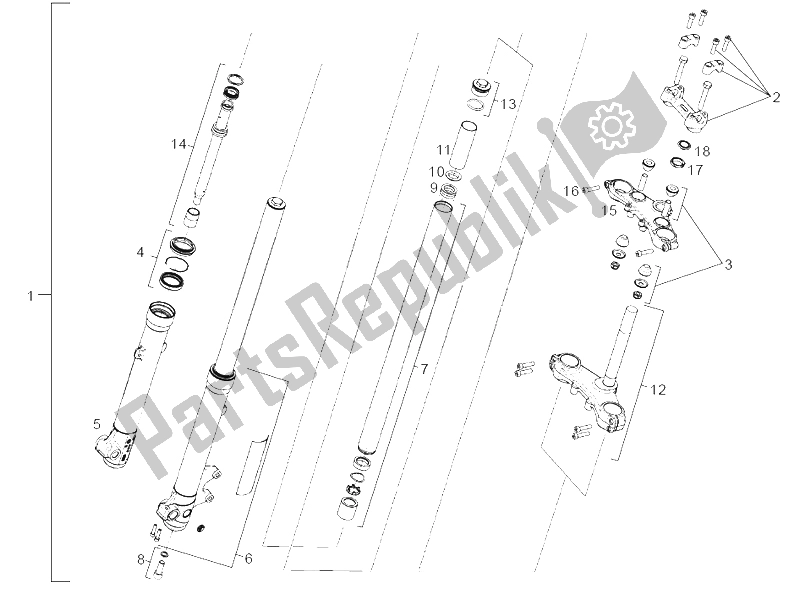 Toutes les pièces pour le Fourche Avant du Derbi Senda 125 SM 4T 2004