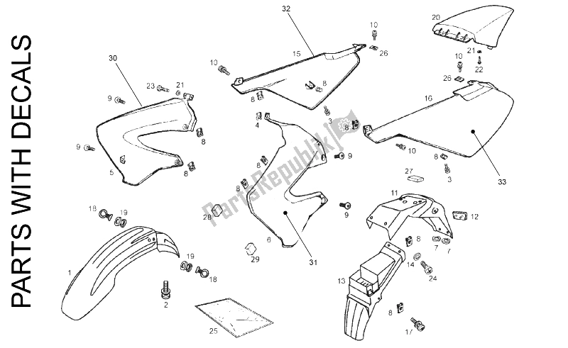 All parts for the Body of the Derbi Senda 50 SM X Race 2T E2 2010