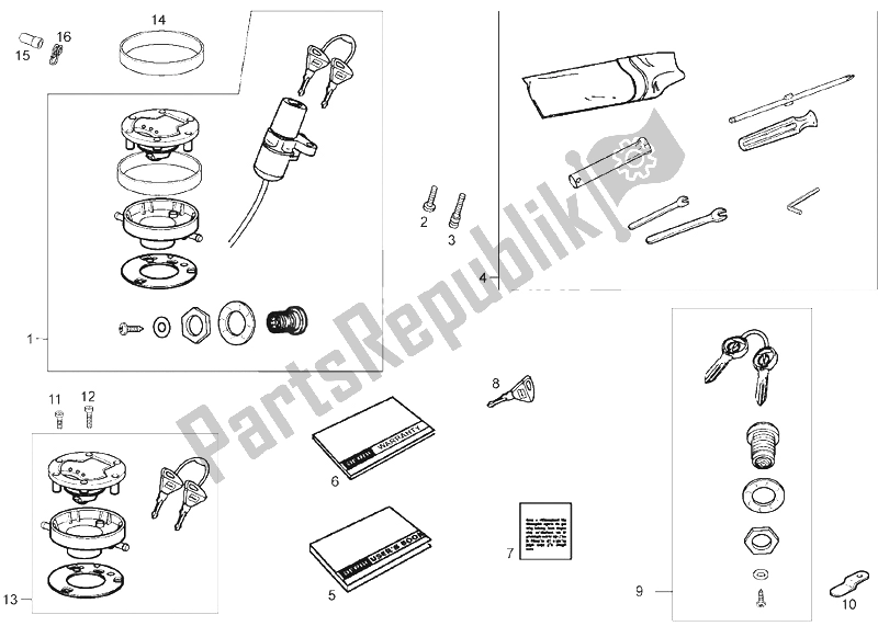 All parts for the Locks of the Derbi GPR 125 4T E3 2009