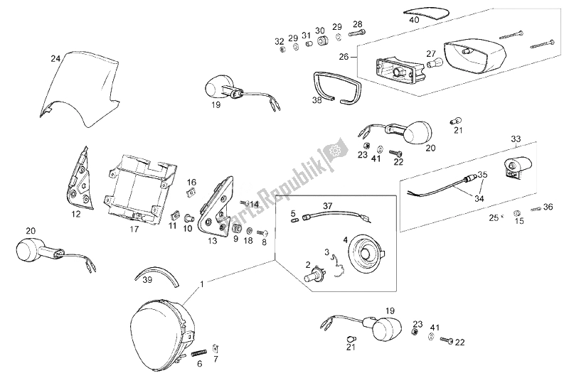 All parts for the Number-plate Light (2) of the Derbi Mulhacen Cafe 125 E3 2008