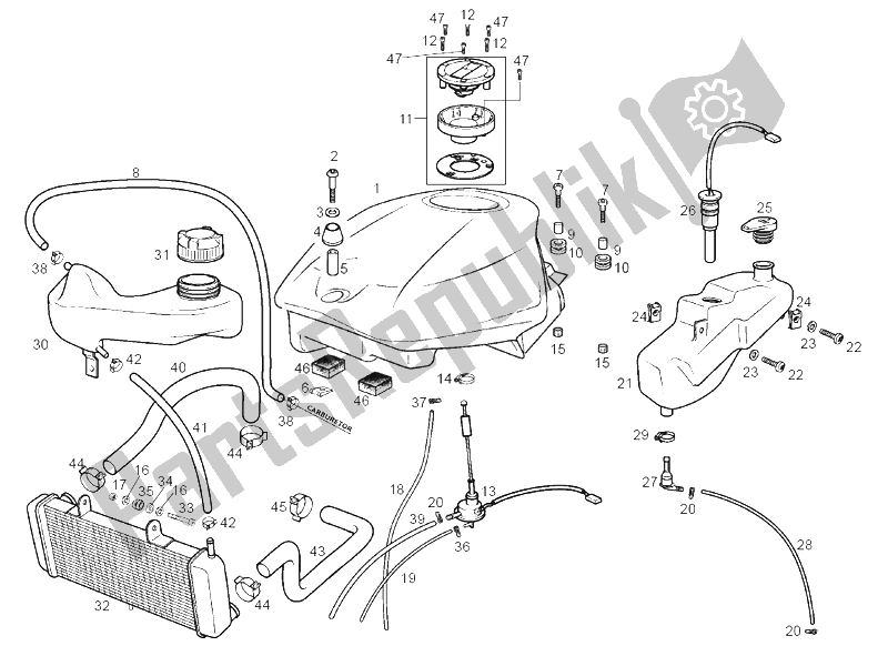 Tutte le parti per il Serbatoio del Derbi GPR 125 Nude Sport E2 2 Edicion 2004