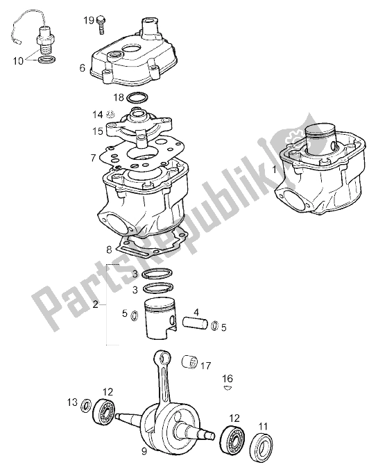 All parts for the Drive Shaft of the Derbi Senda 50 R DRD PRO E2 2 VER 2005