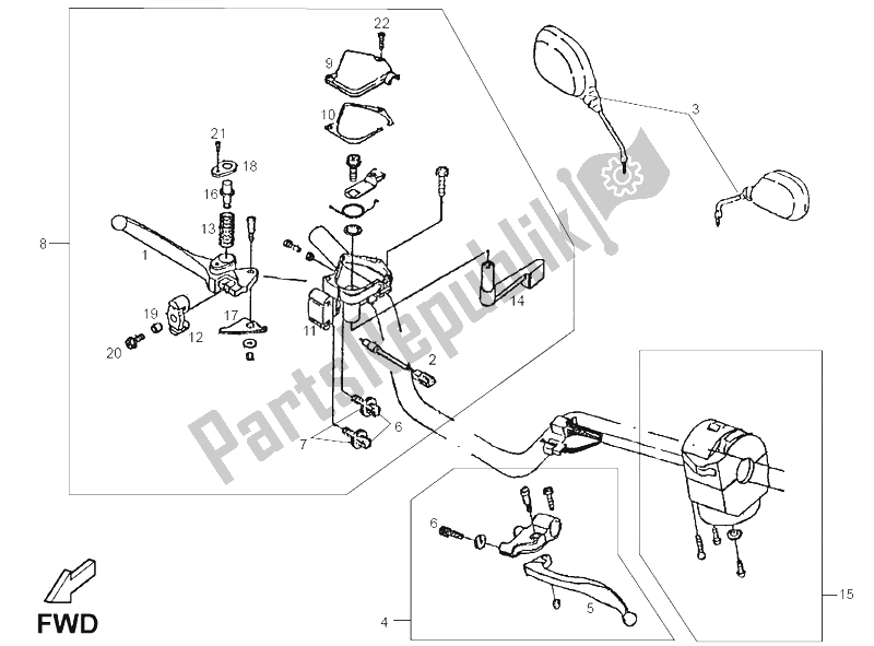All parts for the Controls of the Derbi DXR 200 CC 2004