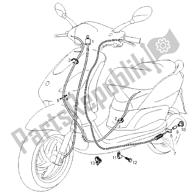 Todas as partes de Fiação do Derbi Boulevard 125 CC 4T E3 2008