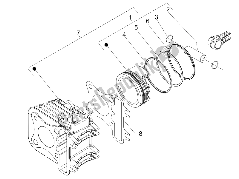 Toutes les pièces pour le Unité Cylindre-piston-axe De Poignet du Derbi Sonar 125 4T 2009