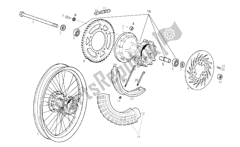 All parts for the Rear Wheel of the Derbi Senda 50 R DRD X Treme 2T E2 2010