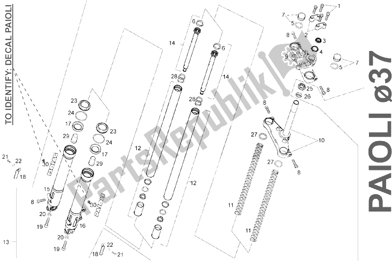Todas las partes para Horquilla Delantera Paioli 37 (2) de Derbi Senda 50 SM X Race E2 2 VER 2007