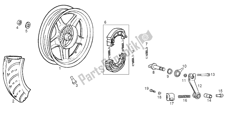 Toutes les pièces pour le Roue Arrière du Derbi Atlantis LC 50 1999