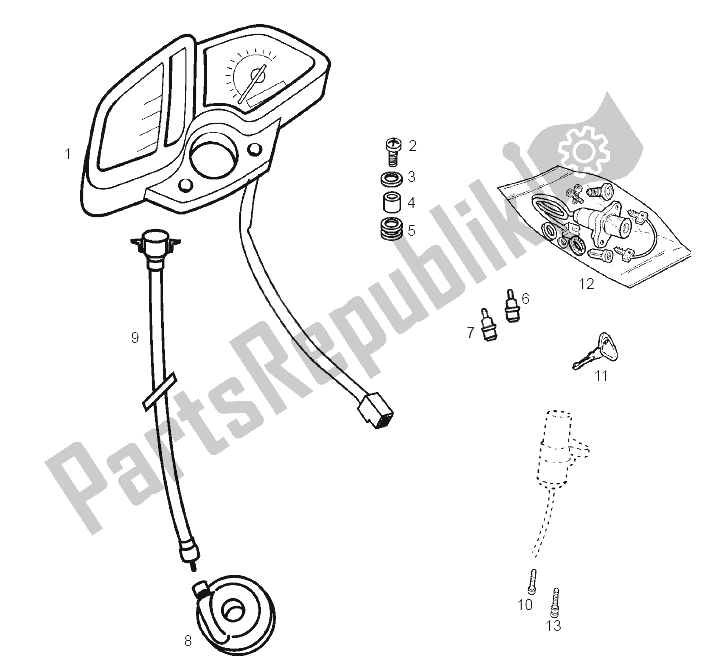 All parts for the Instruments of the Derbi Senda 50 SM X Race E2 3 Edicion 2007