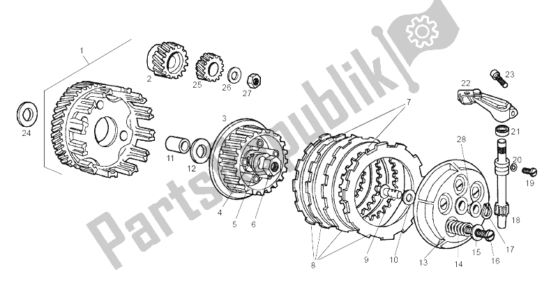 All parts for the Clutch of the Derbi Senda 50 R X Race E2 2004