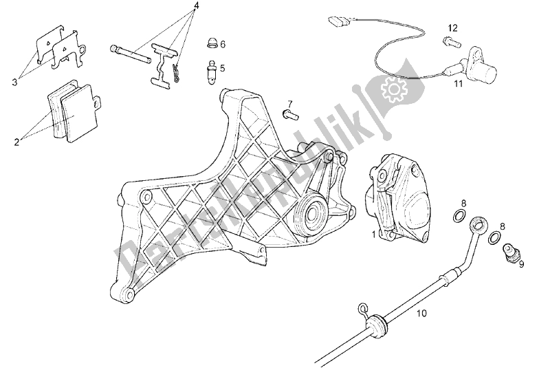 All parts for the Rear Caliper of the Derbi Rambla 300 E3 2010