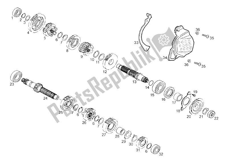 All parts for the Gear Box of the Derbi Mulhacen 659 E2 E3 2006